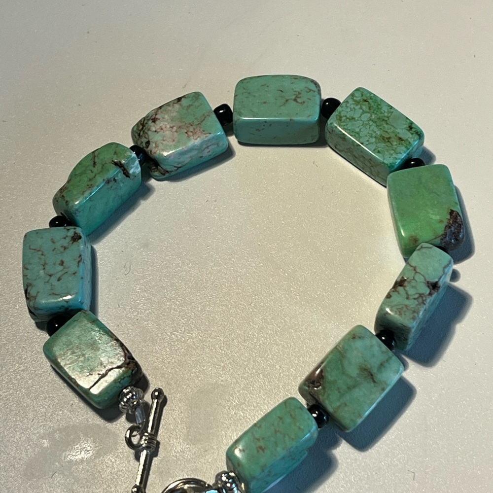 Turquoise Stone Bracelet with Silver Clasp
